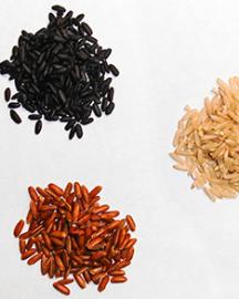 Purple, brown, and red rice