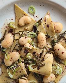 A plate of buckwheat pasta. 