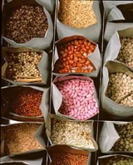 Multi-colored seeds in paper containers