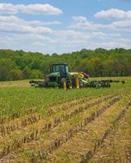 A tractor in a field