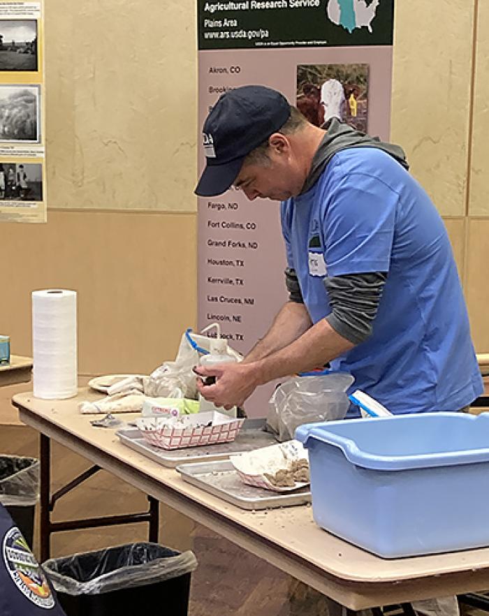 Soil scientist Peter Kleinman preparing soil samples